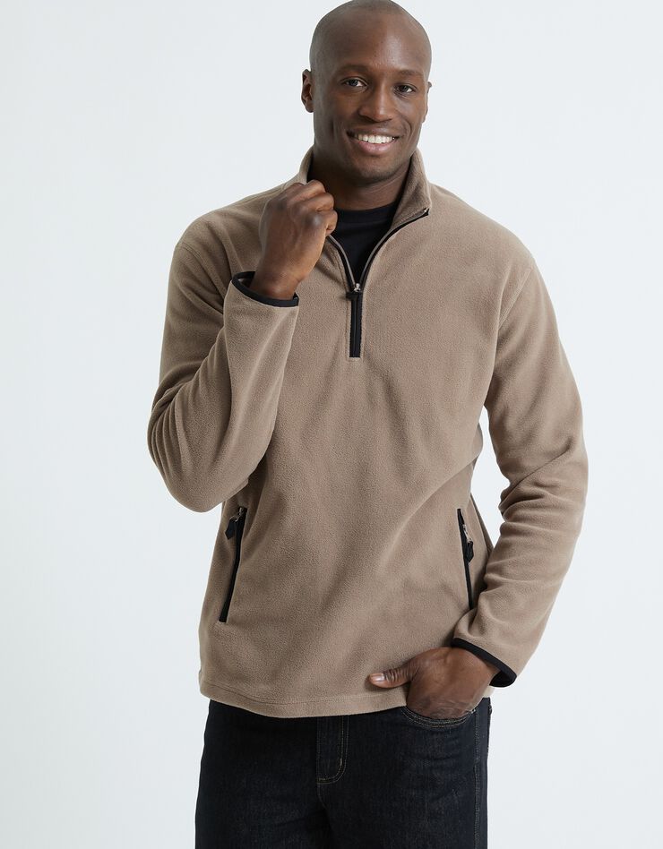 Sweat col camionneur maille micropolaire (taupe) Sweat col camionneur maille micropolaire (taupe)