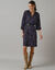 Robe chemisier boutonnée imprimée (noir / bleu)