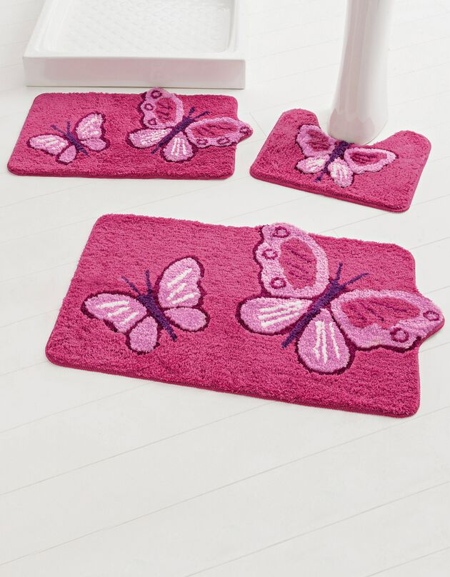 Tapis de bain fantaisie Papillons (rose / fuchsia)