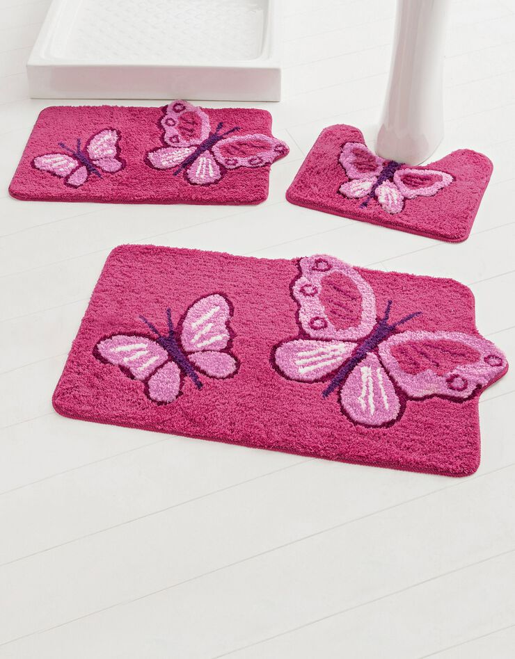 Tapis de bain fantaisie Papillons (rose / fuchsia)