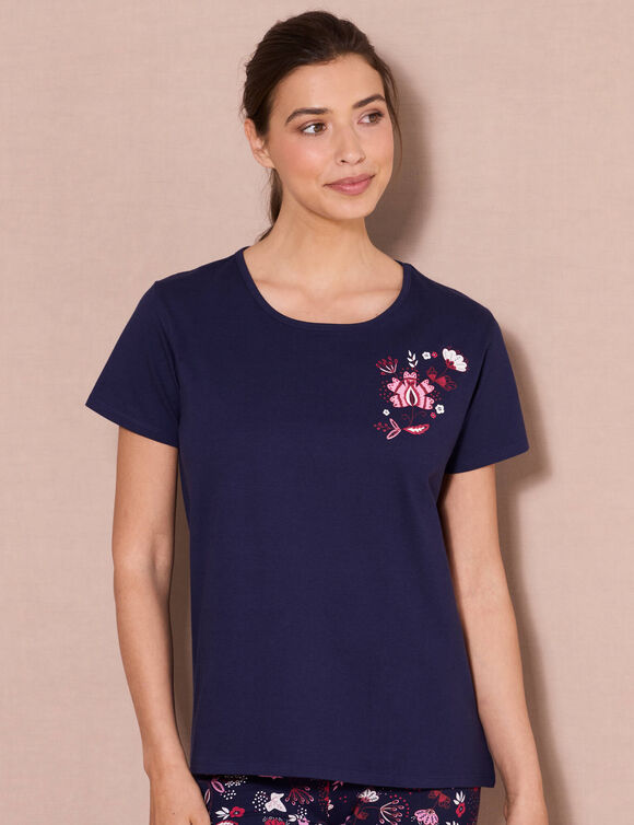 Tee-shirt pyjama manches courtes (marine)
