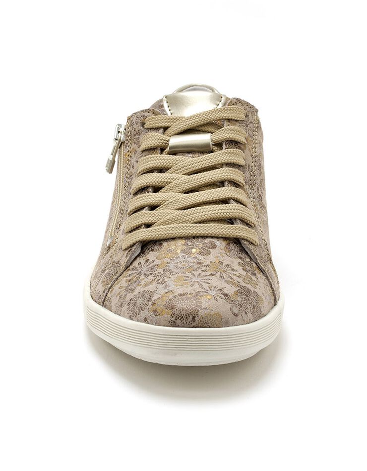 Baskets cuir imprimée beige - grande largeur (beige) Baskets cuir imprimée beige - grande largeur (beige)