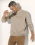Pull pur coton col rond manches longues (taupe chiné)