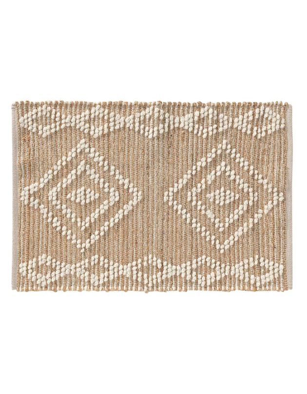 Tapis jute-laine imprimé - rectangulaire (jute/blanc)