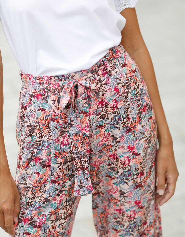 Pantalon raccourci fluide imprimé (corail) Pantalon raccourci fluide imprimé (corail)