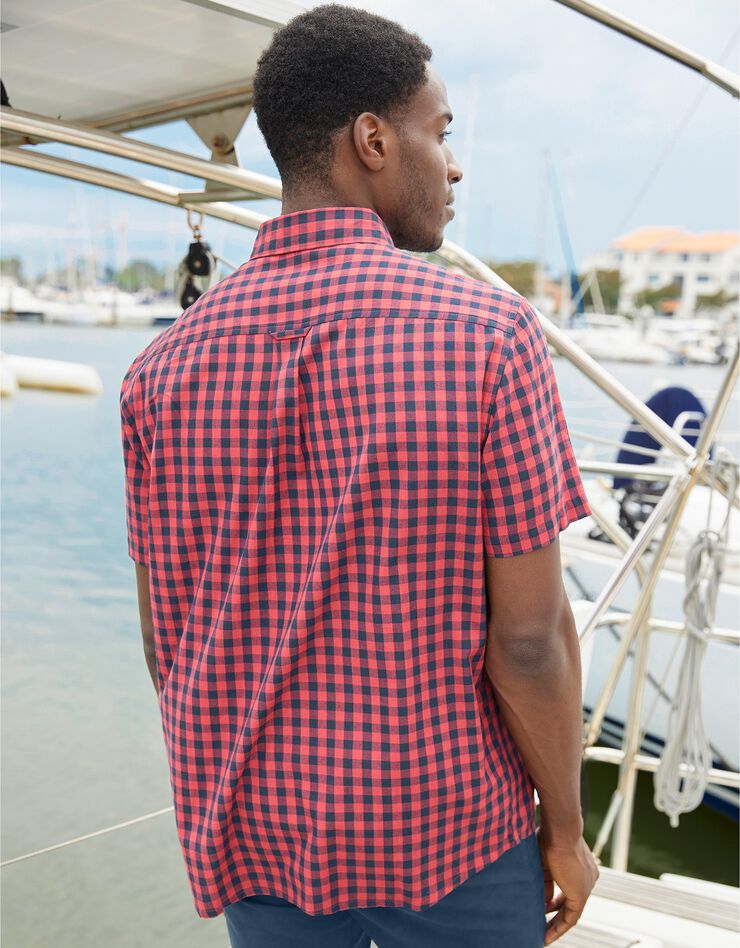 Chemise vichy manches courtes (marine / corail) Chemise vichy manches courtes (marine / corail)