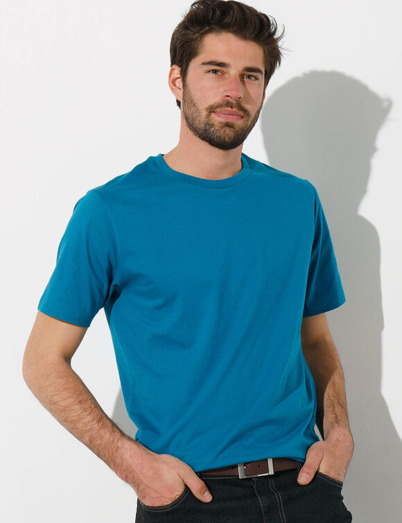 T-shirt col rond manches courtes - lot de 3 (bleu + marron + gris)
