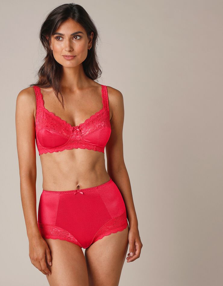 Gainette maille satinée et dentelle Avila - lot de 2 (rouge + gris) Gainette maille satinée et dentelle Avila - lot de 2 (rouge + gris)