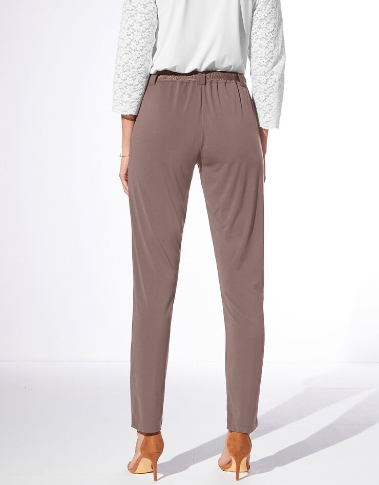 Pantalon coupe droite uni, maille (taupe) Pantalon coupe droite uni, maille (taupe)
