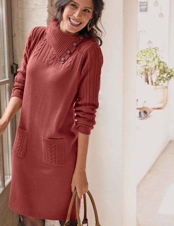 Robe pull maille torsadée (tomette)
