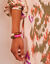 Bracelet élastiqué perles tubulaires, lot de 2 (orange / violet)