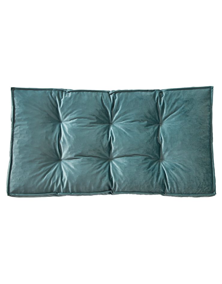 Long coussin de sol bi-matière velours/coton uni (céladon) Long coussin de sol bi-matière velours/coton uni (céladon)