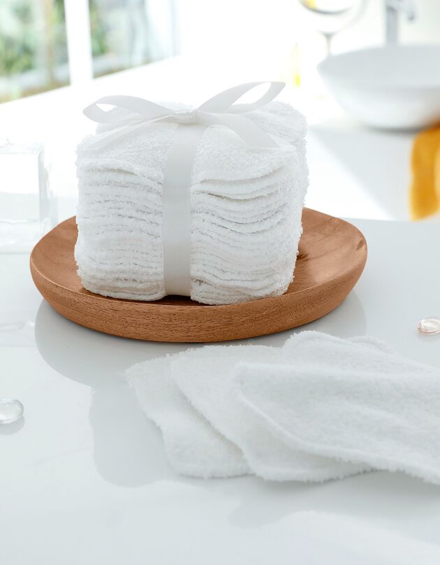 Carrés coton démaquillant lavables - lot de 20 (blanc)