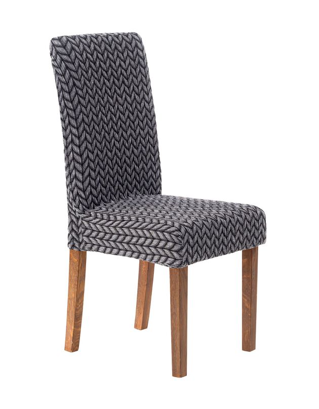 Housse de chaise jacquard extensible motif chevrons (gris anthracite)