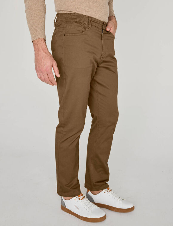 Pantalon droit 5 poches &eacute;lastiqu&eacute; c&ocirc;t&eacute;s - L28 (cuivre)