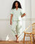 Pyjama court imprimé feuillages (vert amande)
