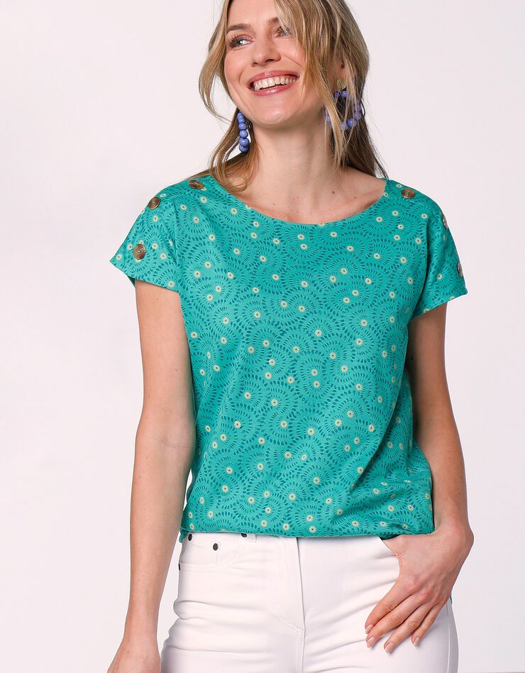 Tee-shirt imprimé col rond (vert) Tee-shirt imprimé col rond (vert)