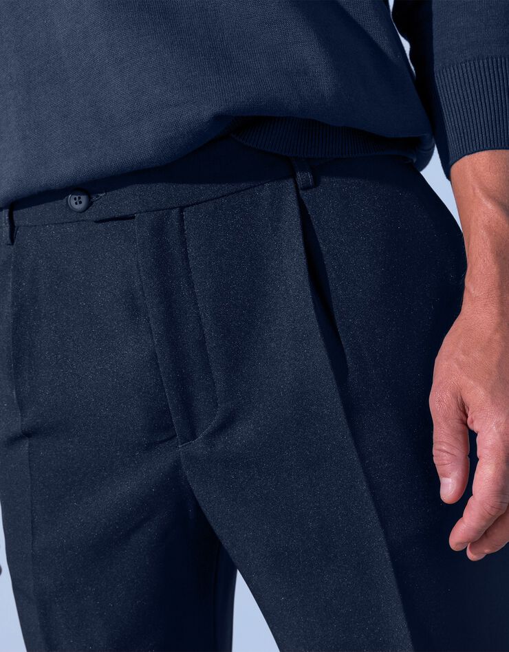 Pantalon taille élastiquée à pinces - polyester (marine)