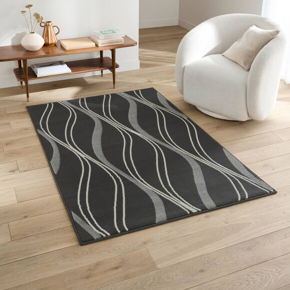 Tapis d&eacute;coratif motif vagues (gris)