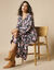 Robe longue imprimé fleurs, crêpe (noir / multicolore)