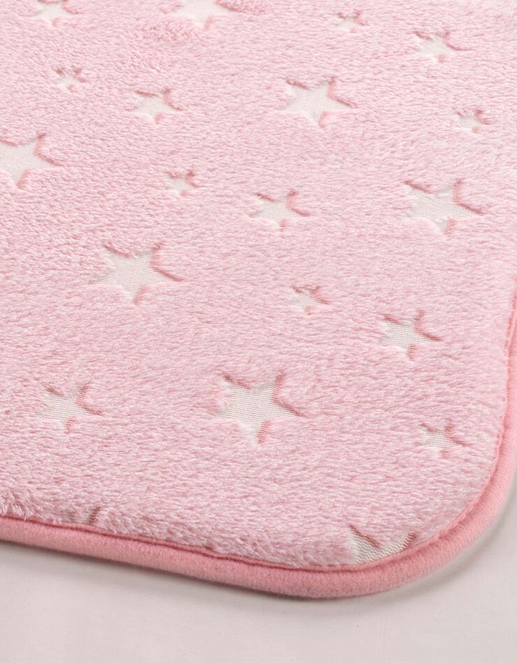 Tapis flanelle imprimé étoiles phosphorescentes - rectangulaire (rose)