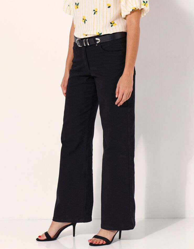 Pantalon couleur coupe large 5 poches (noir)