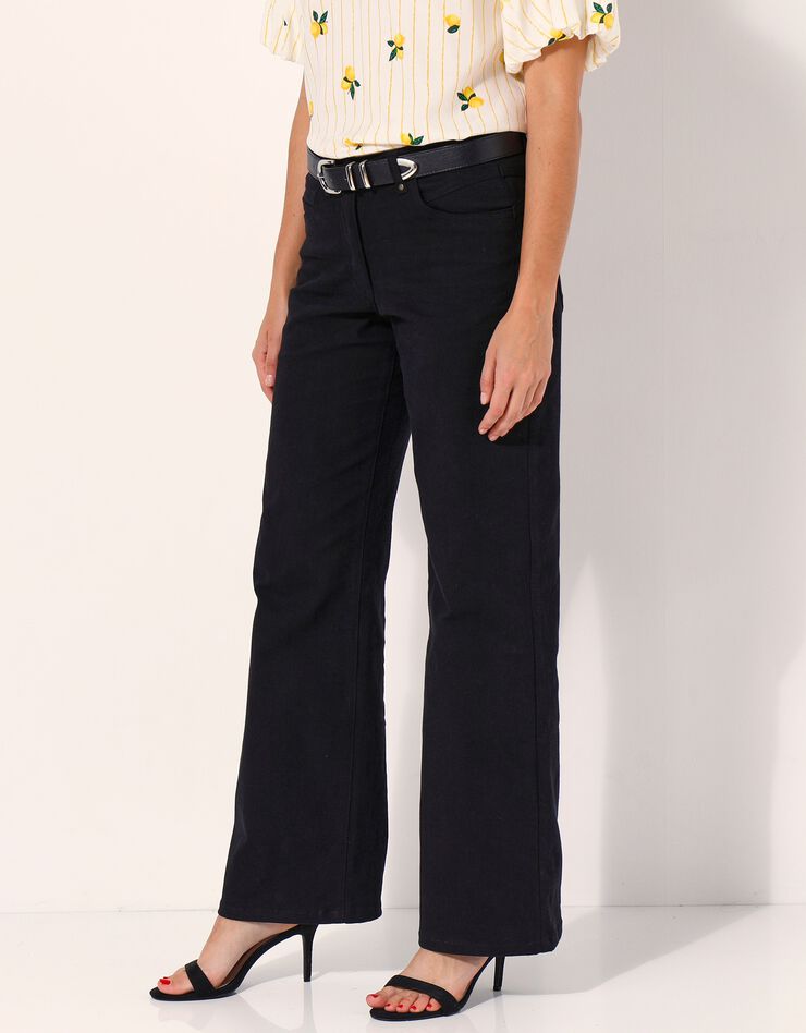 Pantalon couleur coupe large 5 poches (noir) Pantalon couleur coupe large 5 poches (noir)