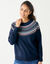 Pull jacquard, laine d'agneau (marine / rose)