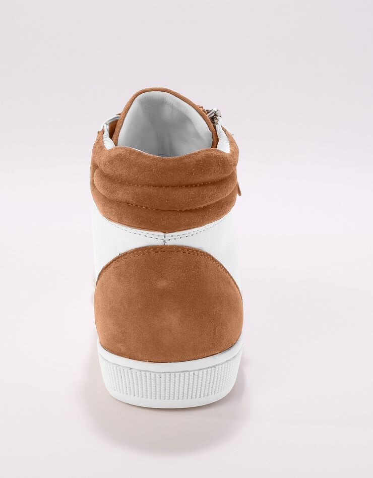 Baskets montantes en cuir et croûte de cuir - blanc/beige (blanc / taupe) Baskets montantes en cuir et croûte de cuir - blanc/beige (blanc / taupe)