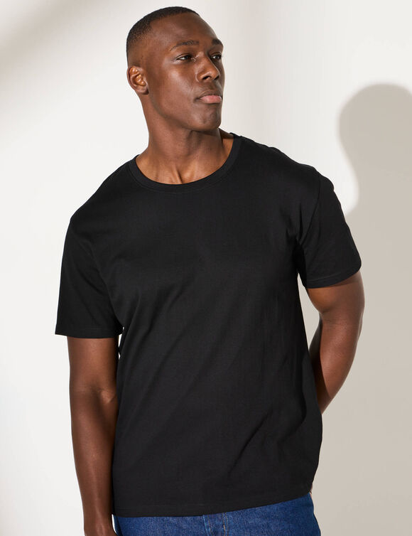 T-shirt col rond manches courtes (noir)