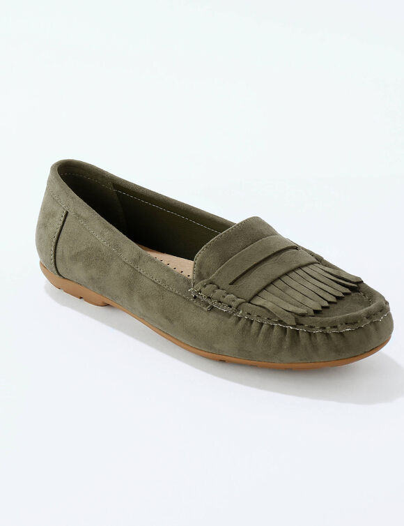 Mocassins souples textile microfibre (kaki)
