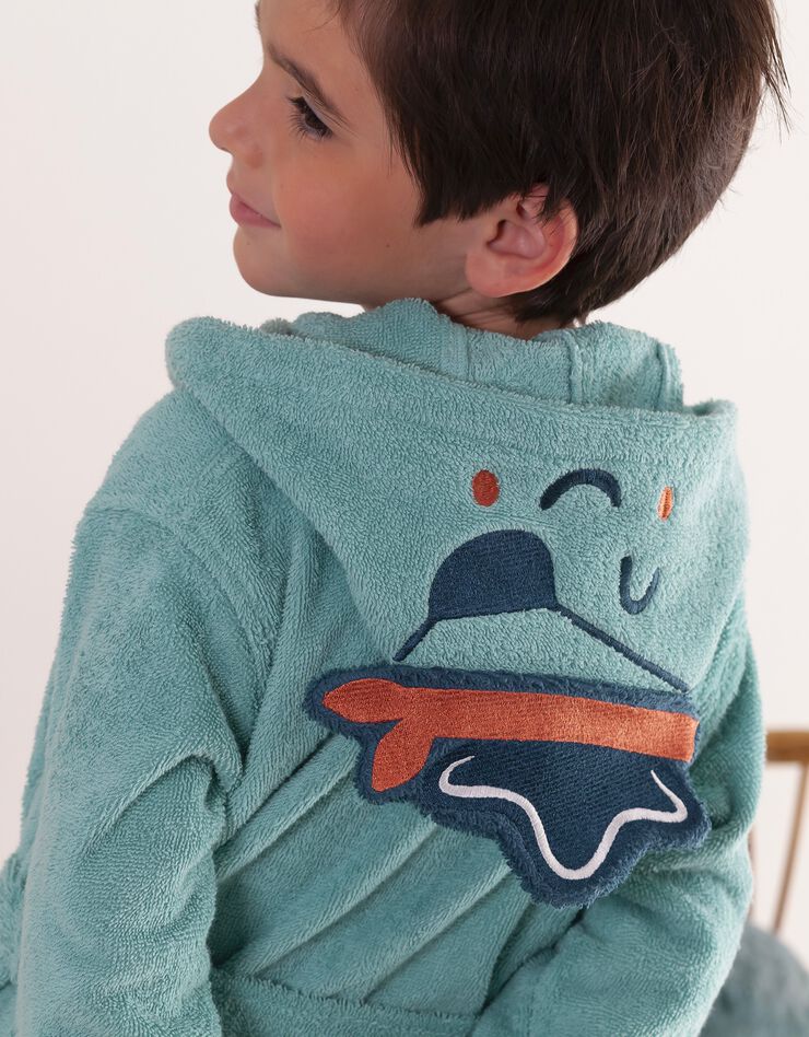 Peignoir de bain enfant pirate éponge coton - 380g/m2 (vert d'eau)