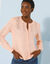 Cardigan col rond, maille ajourée (rose pâle)