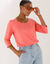 T-shirt manches 3/4 uni, coton (corail)