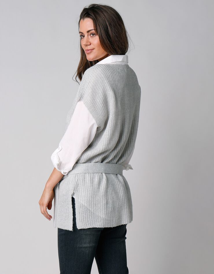 Pull tunique sans manches, maille anglaise toucher mohair (gris chiné) Pull tunique sans manches, maille anglaise toucher mohair (gris chiné)