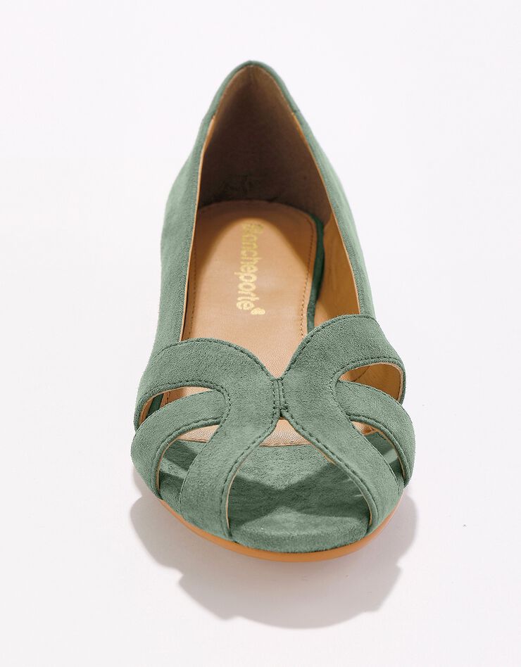 Ballerines à bout ouvert en cuir (vert)