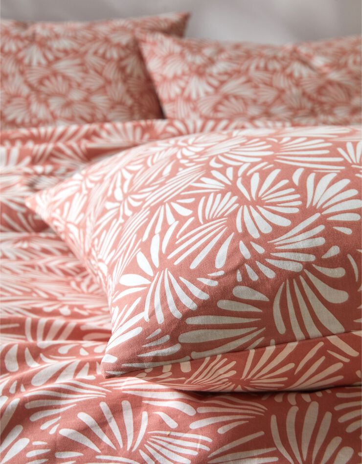 Linge de lit Vick en coton imprimé graphique (rose)
