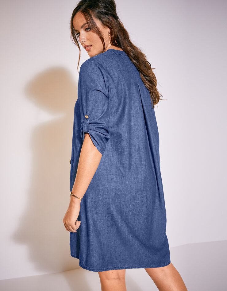 Robe évasée denim léger manches 3/4 (stone)