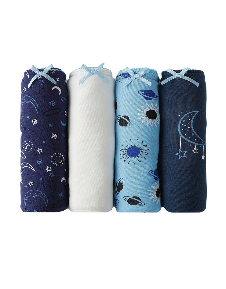 Culotte midi coton imprimée "cosmic" - lot de 4 (bleu)