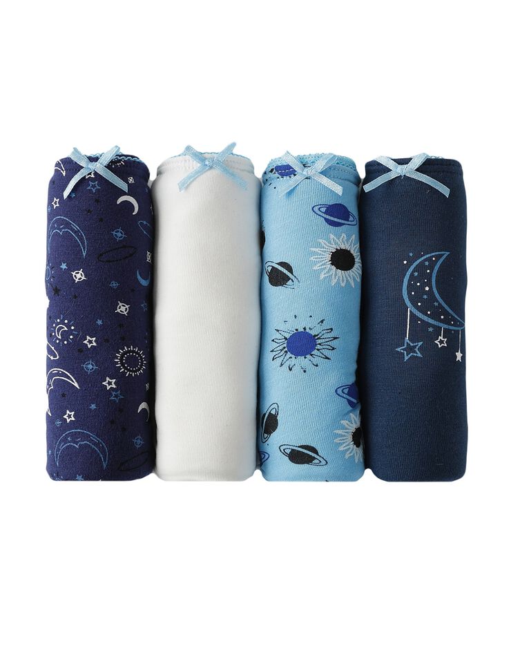 Culotte midi coton imprimée "cosmic" - lot de 4 (bleu) Culotte midi coton imprimée "cosmic" - lot de 4 (bleu)