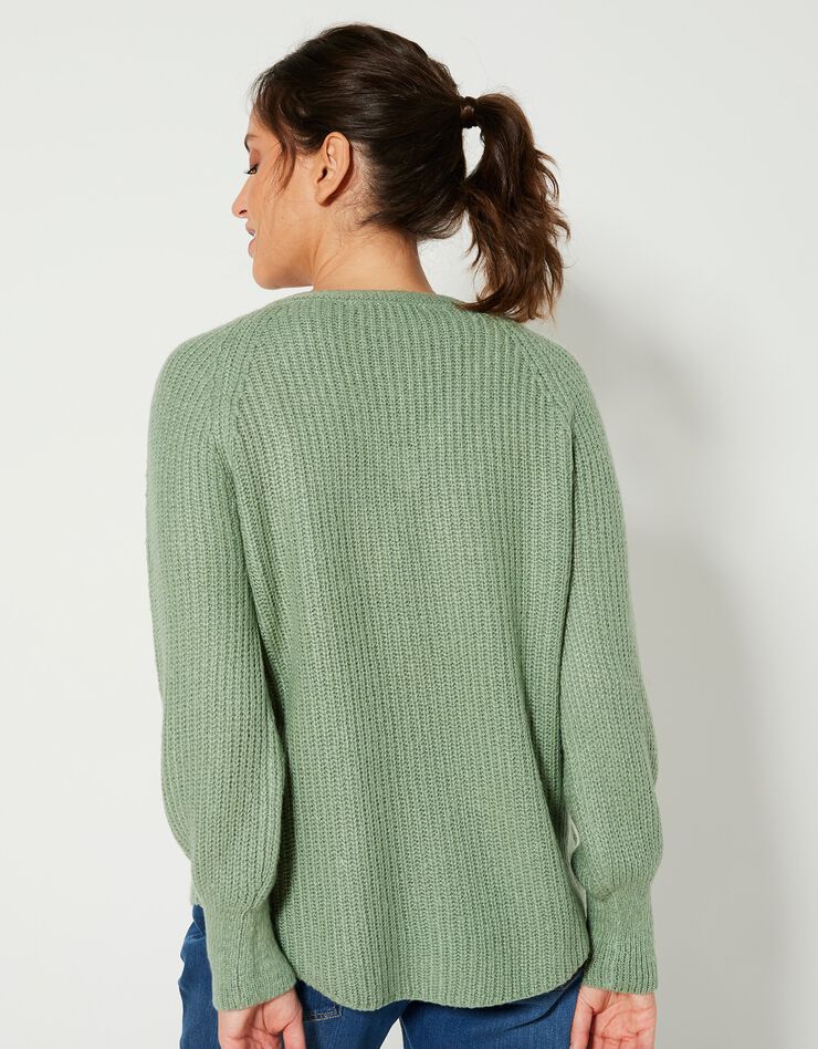 Pull col V, maille anglaise (kaki) Pull col V, maille anglaise (kaki)
