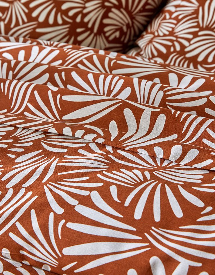 Linge de lit Vick en coton imprimé graphique (caramel)