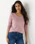 T-shirt col rond manches longues uni (rose parm&eacute;)