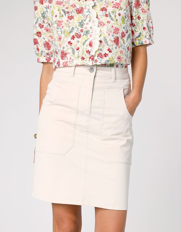 Jupe droite unie, twill (écru)