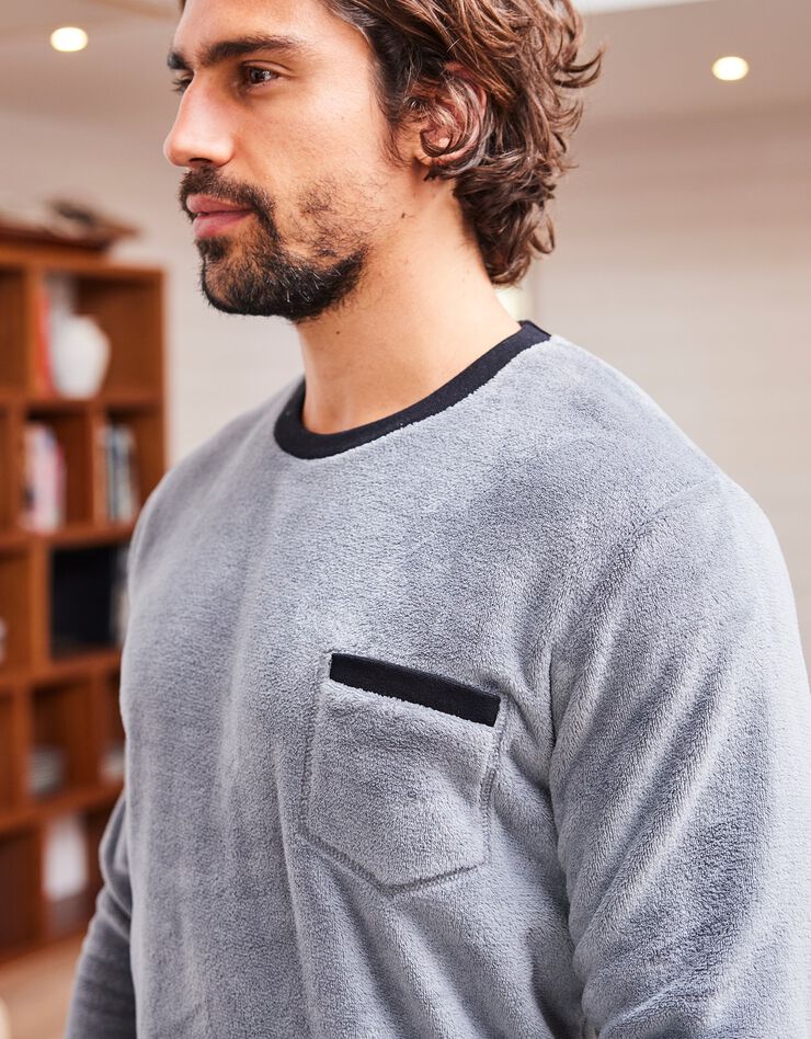 Pyjama bicolore maille polaire manches longues (gris) Pyjama bicolore maille polaire manches longues (gris)
