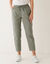 Pantalon mom 7/8ème uni, coton (kaki)