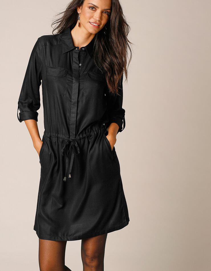 Robe chemise unie (noir) Robe chemise unie (noir)
