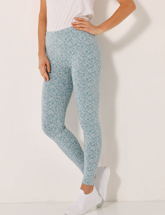 Legging maille jersey imprimé graphique (bleu grisé)