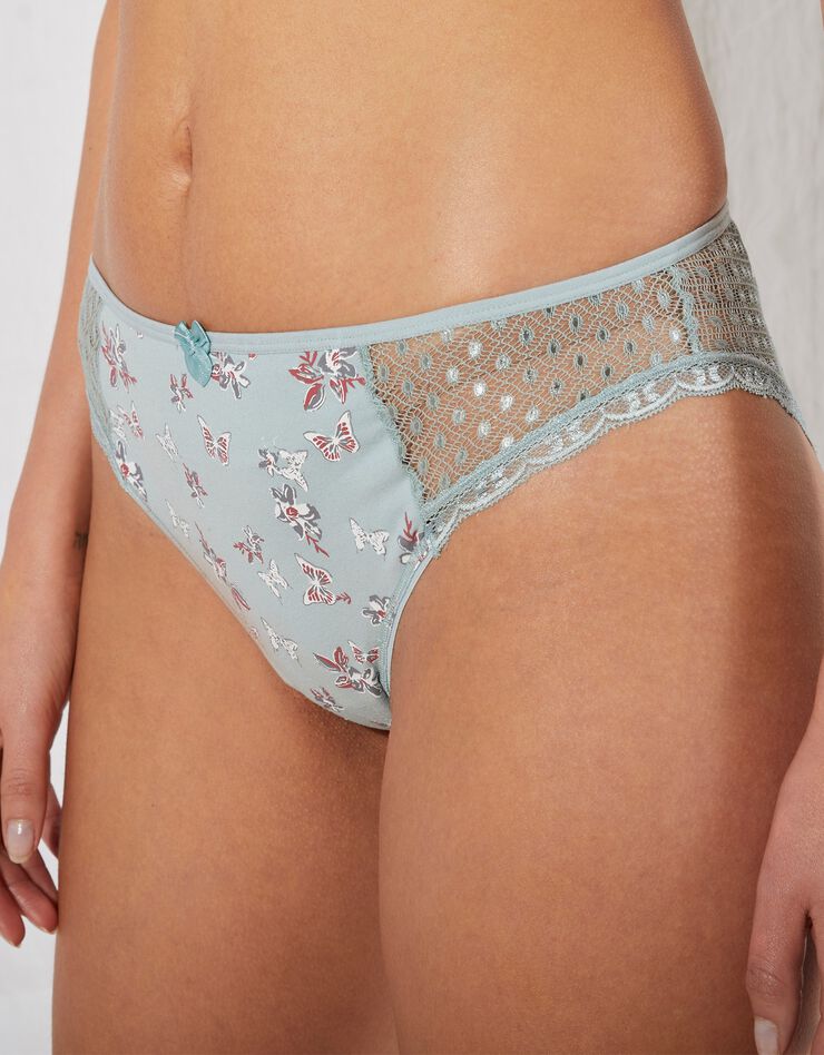 Culotte midi dentelle coton imprimé "papillons" Tropea - lot de 4 (cerise + vert d'eau) Culotte midi dentelle coton imprimé "papillons" Tropea - lot de 4 (cerise + vert d'eau)