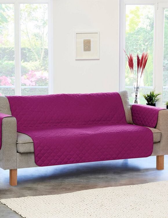 Prot&egrave;ge-salon antiglisse microfibre matelass&eacute; (prune)